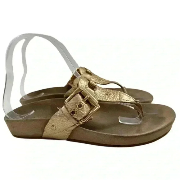 Michael Michael Kors sandals 6 gold metallic leather thong flip flop flatforms - Picture 12 of 12